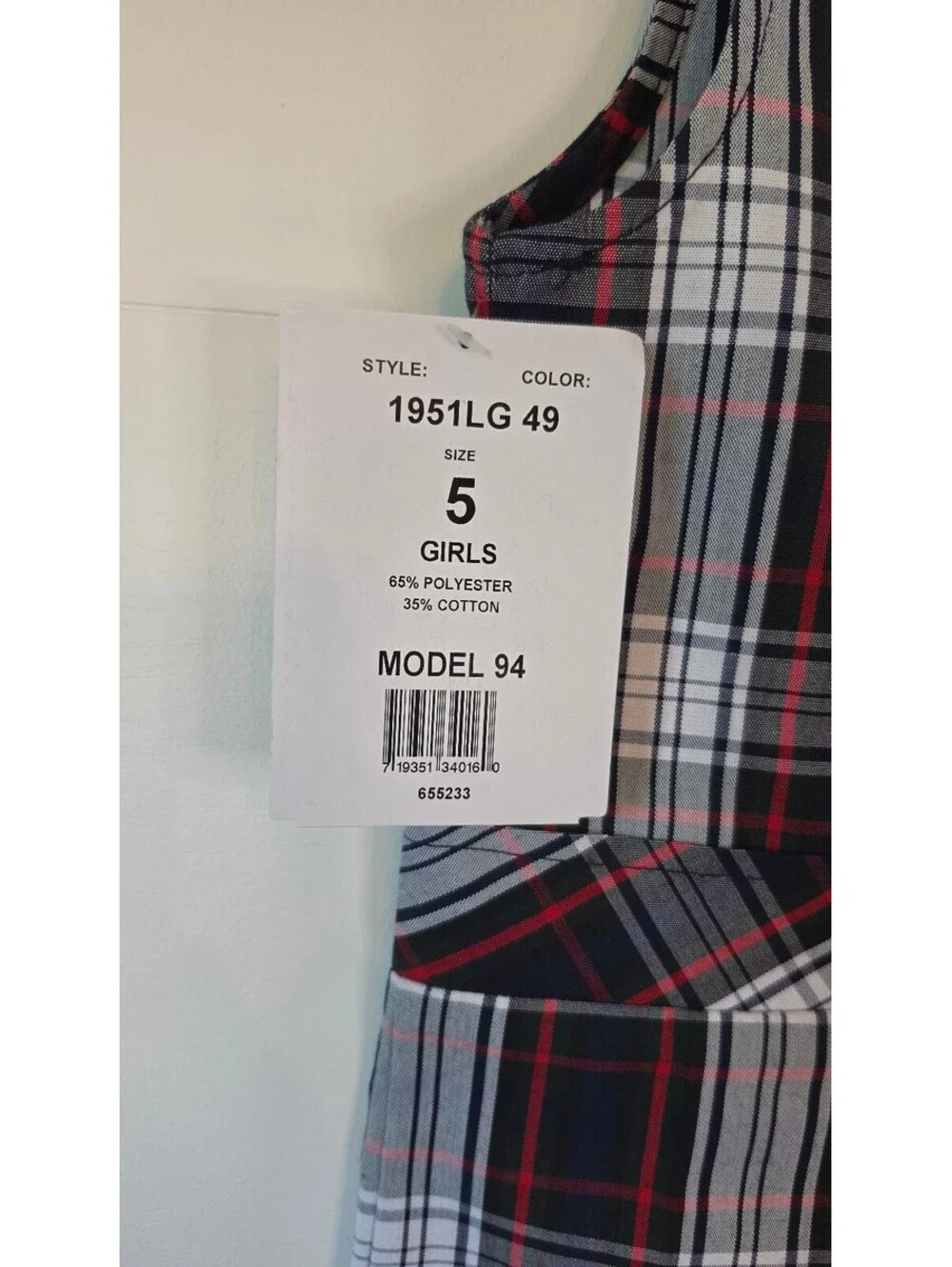 NWT Becky Thatcher Elderwear Girls Plaid School Uniform Pleated Dress, Sz 5, #97